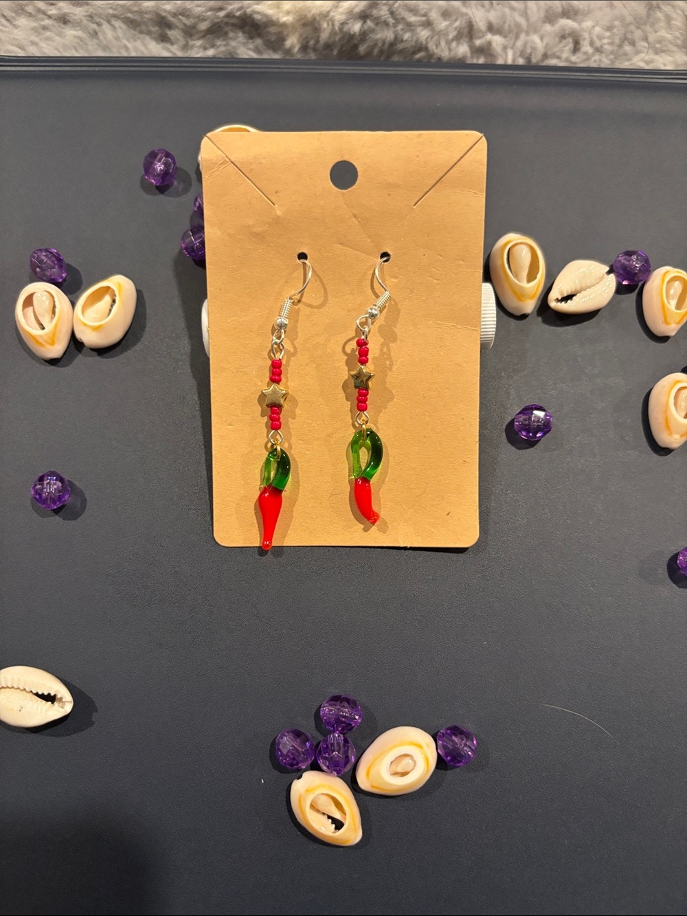 Red & glass Green Chili Drop Dangle Earrings - Women Jewelry